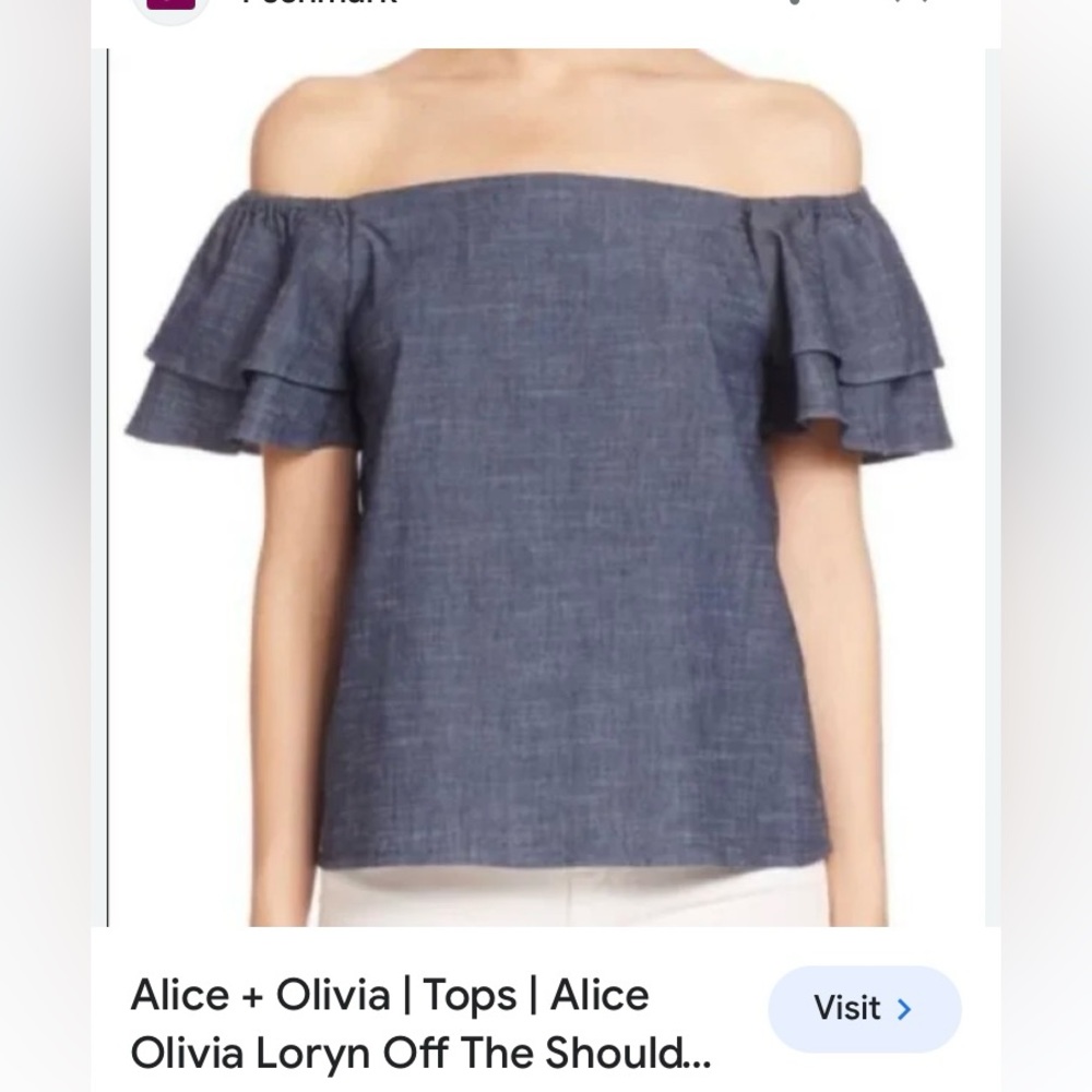 ALICE  OLIVIA  LORYN off the Shoulder Ruffle Sleeves Top